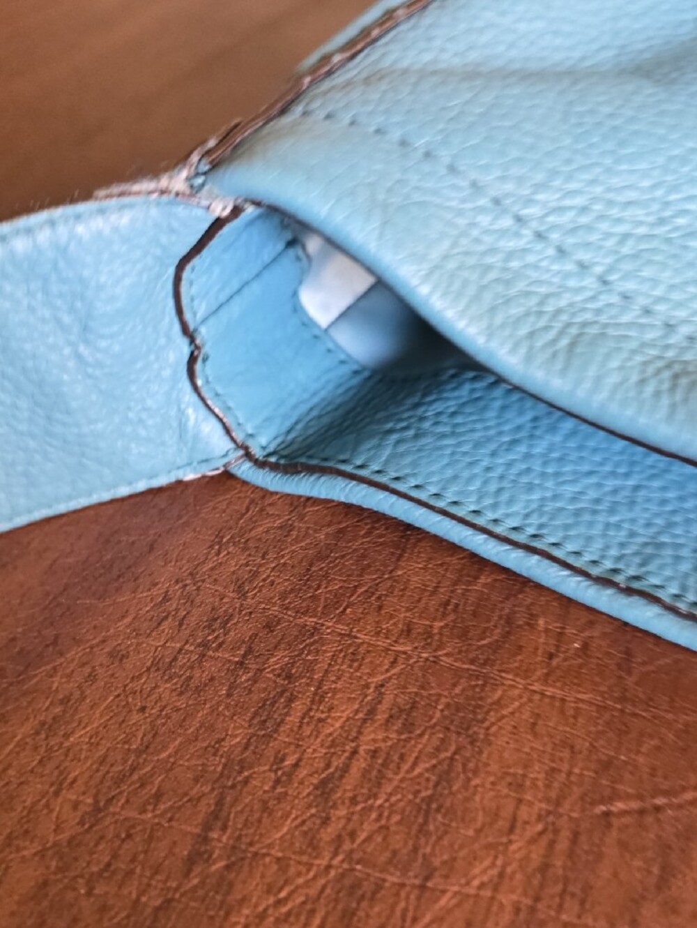 Turquoise pebble leather Coach Avery Shoulder Hobo handbag (model F23309) - Picture 11 of 16